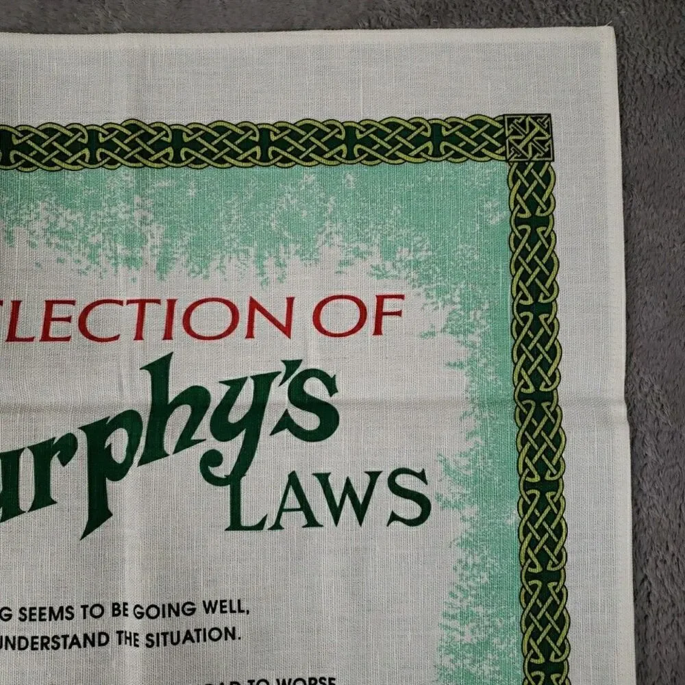 Fingal Murphy's Law & An Irish Blessing Tea Towel Clovers Mushrooms Ireland